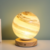 Planet Glaslampe Mond Planet Lampe Dekoration Schlafzimmer Nachttisch Nachtlicht Kreatives Geburtstagsgeschenk aufladbare Schreibtischlampe Tischleuchte