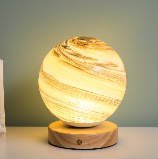 Planet Glaslampe Mond Planet Lampe Dekoration Schlafzimmer Nachttisch Nachtlicht Kreatives Geburtstagsgeschenk aufladbare Schreibtischlampe Tischleuchte