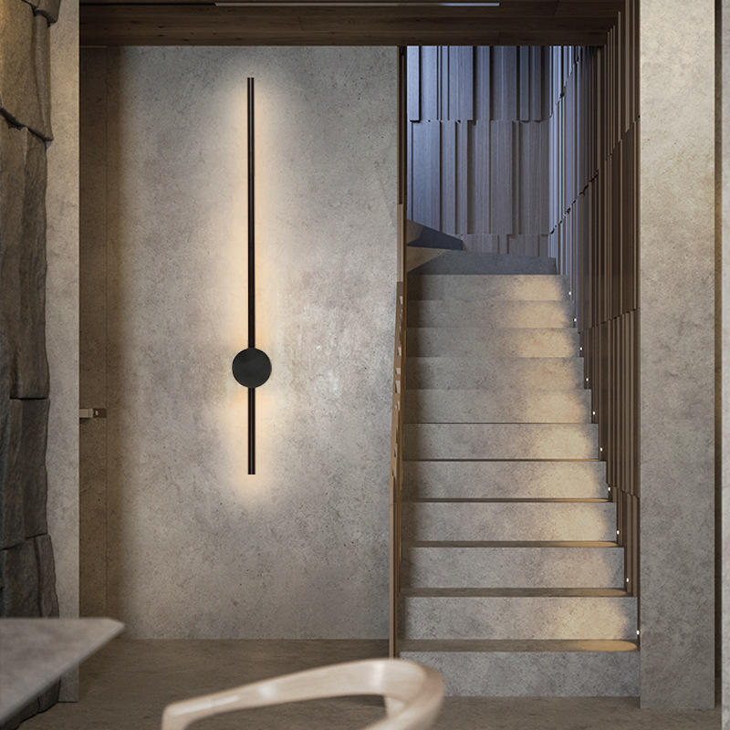 Nordic Slaapkamer Nachtkastje Wandlamp Creativev Klok Lange Trap Gang Gangpad Woonkamer Achtergrond Wall Art Lampe Cafe Hotel