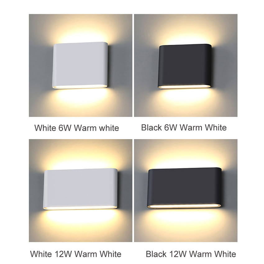 12W IP65 Außenbeleuchtung Moderne Wandleuchte Innen Wasserdichte LED Wandleuchte Wohnzimmer Licht quadratische LED-Wandleuchte