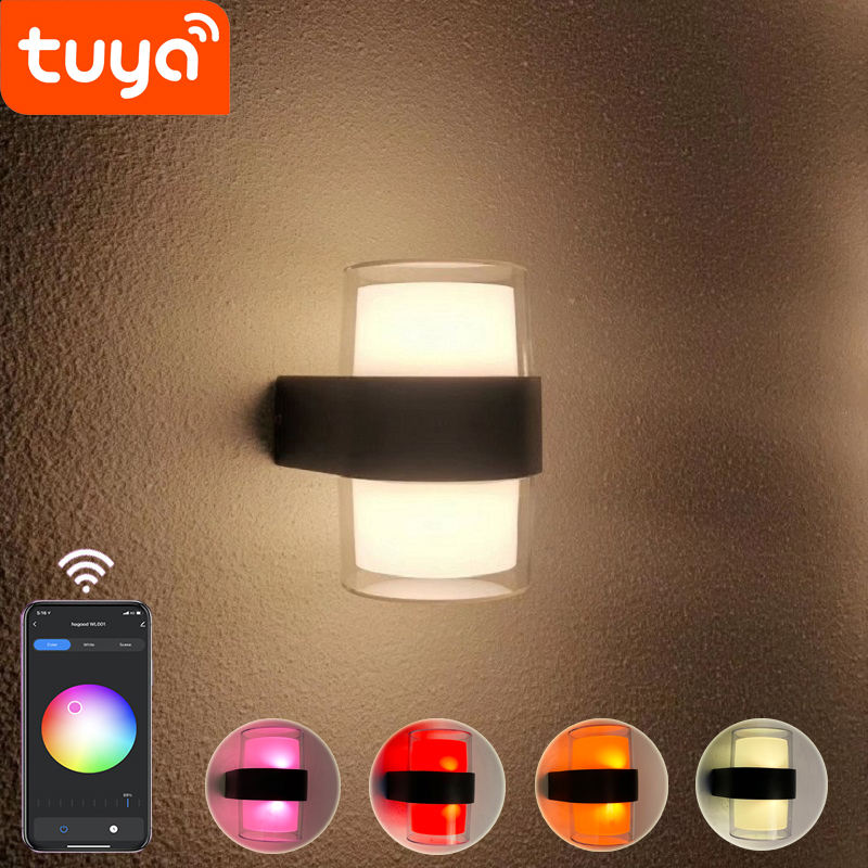 Tuya Smart App Control Wasserdichte IP 65 LED Wandlampe bunte wasserdichte Außenwandleuchte modernes Licht im Freien
