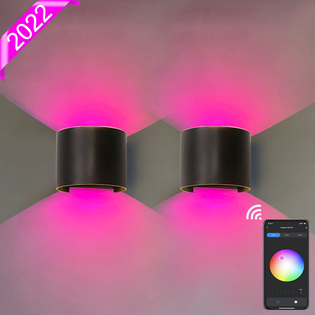 9/12W Tuya APP Neue Halbkreis Wasserdichte Wandlampe Led Wand Leuchte Außen Beleuchtung Wasserdicht IP65 Einstellbare Beleuchtung winkel