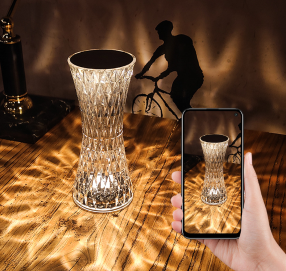 Rose Crystal Acryl wiederaufladbare Nachtlicht Tischlampe Tiktok Touch Control Farbwechsel Schreibtischlampe