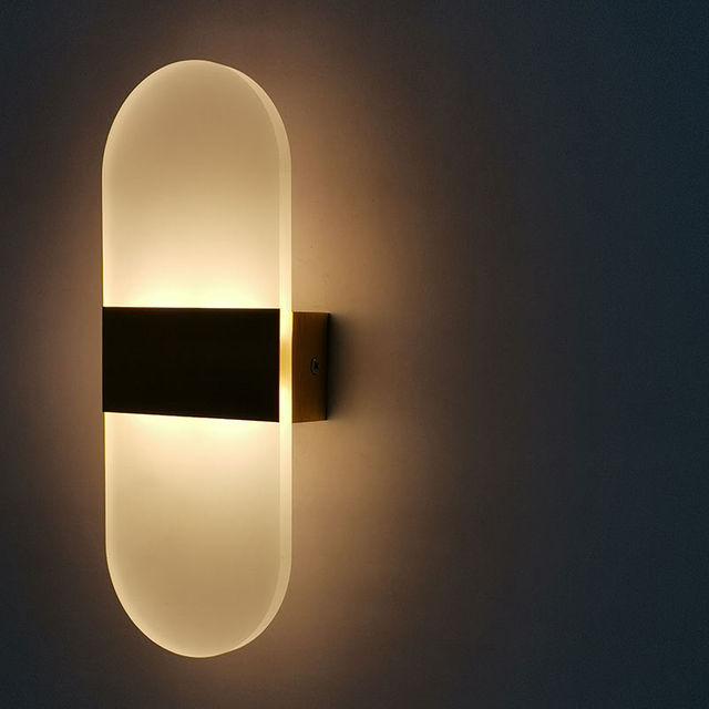 6W ovale Wandleuchte, Acryl-Wandleuchte, rechteckige Wandleuchte, LED-Wandleuchten, AC85-265V, Innen-Aluminium, runde Lichter, Wandmontage-Lampe für Wohnzimmer, Schlafzimmer, Hotel, Restaurant, Beleuchtung