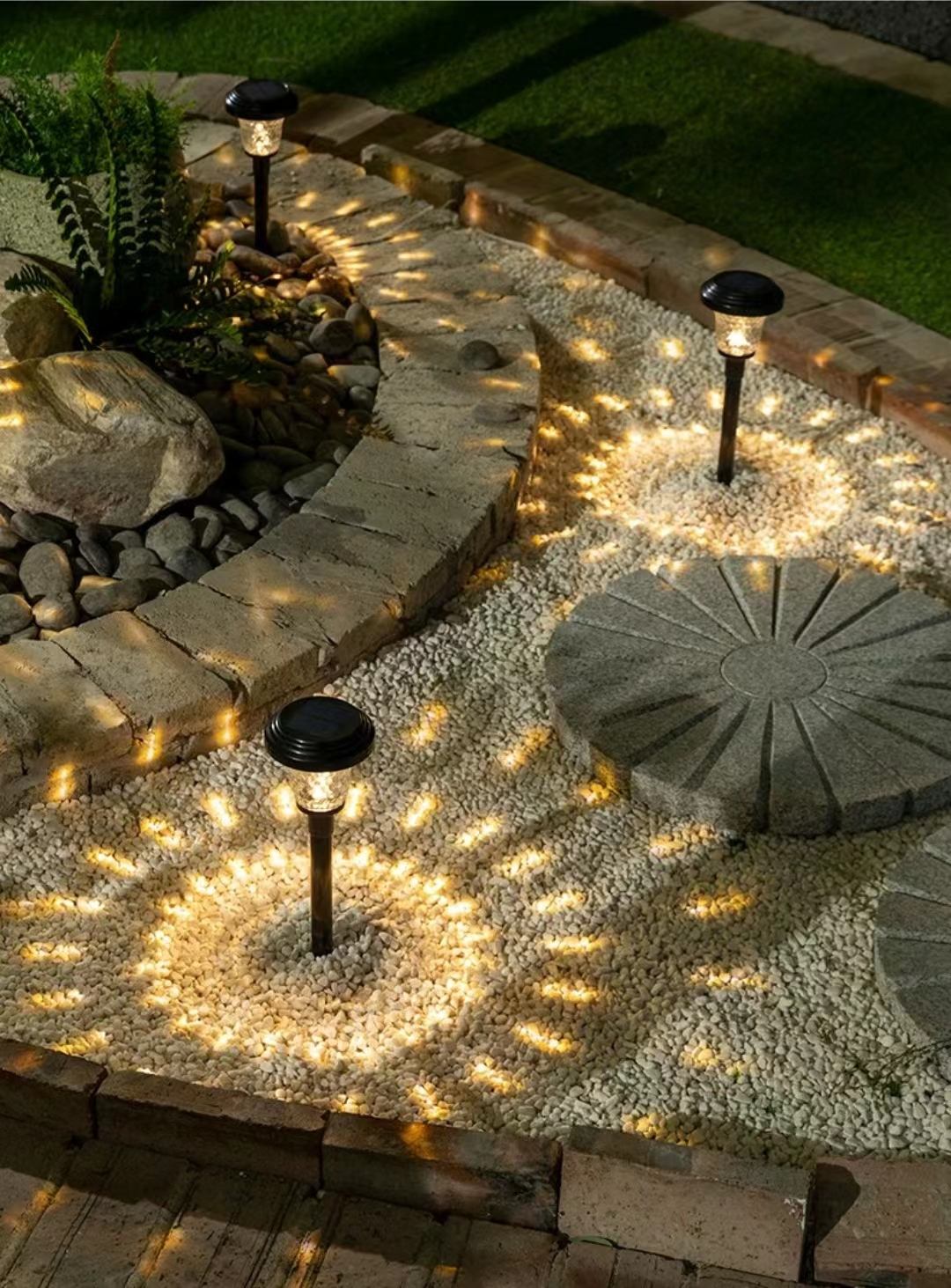 Solar-Rasenlampe, Glasleuchte, Gartenlandschaft, Dekoration, eingesetzte Wegelampe, monokristallines Polysilizium, 600 mAh, 1000 mA-Batterie