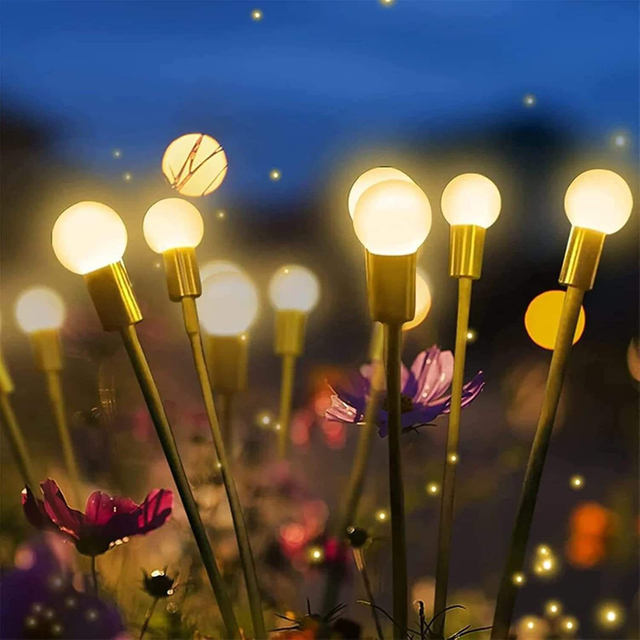 Firefly-Solarlampe, Gras-Solarlampe, LED-Solarlicht, dekorative Landschaftsbeleuchtung für den Außenbereich, mehrfarbig wechselnde, solarbetriebene LED-Blumenlichter für den Hof