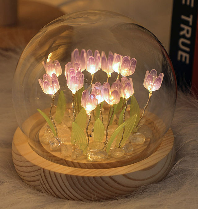 Handgefertigtes Tulpen-Nachtlicht, wärmeschrumpfbare Folie, DIY-Material, künstliche Blume, Tulpen-Nachtlicht, Heimdekoration, Geschenk für Gitlfriend