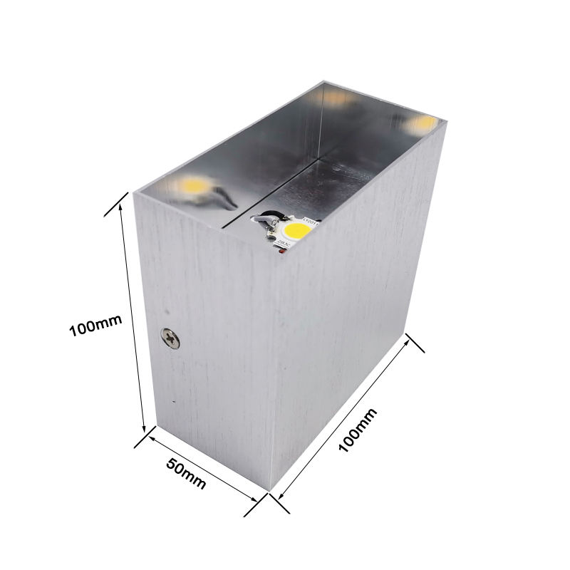6W COB Wandleuchte Aluminiumgehäuse Wandleuchte Silber Wandleuchte quadratische Auf- und Abbeleuchtung Wandleuchte Innen-LED-Leuchten