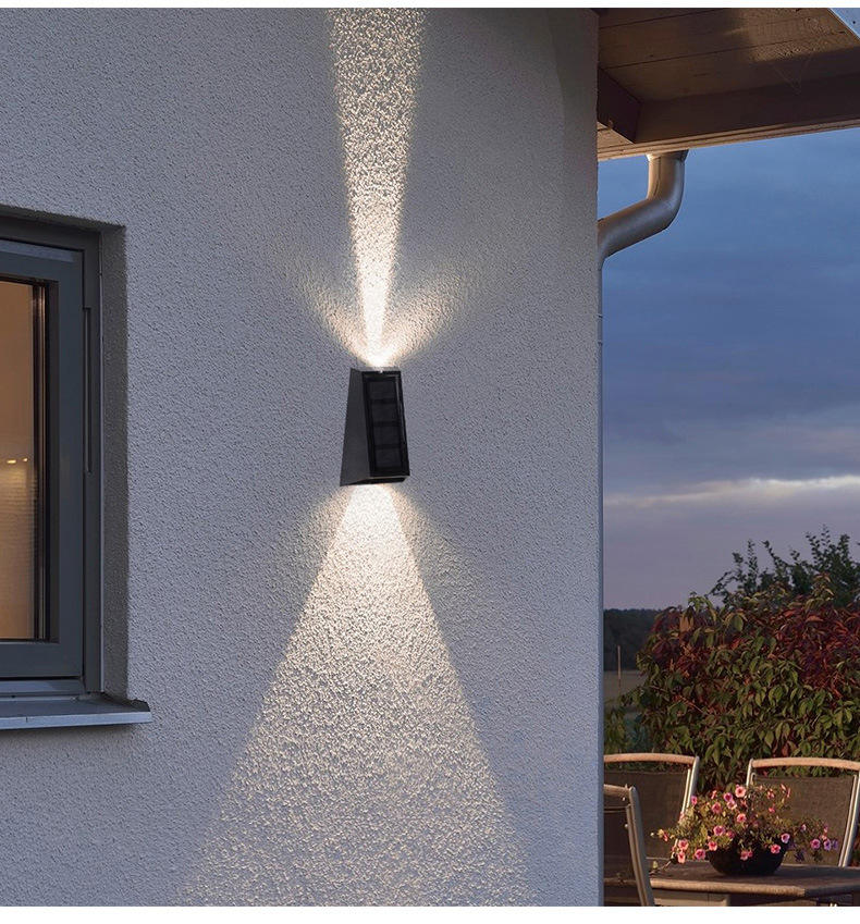 Solar-Wandfluter, für den Außenbereich, Garten, Zuhause, Wandleuchte, wasserdichte Auf- und Ab-Beleuchtung, Villa, dekorative Garten-Wandleuchte