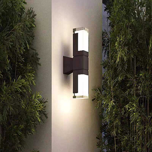 LED-Doppelkopf-Wandleuchte, quadratisch, für Außentreppen, Gang, wasserdicht, Acryl, kreative Außenwandleuchte, für Hof, Balkon, Wandleuchte