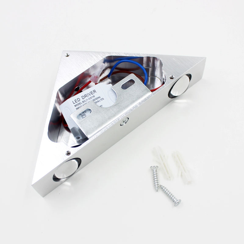 Dreieckige 3-W-Splitter-LED-Wandleuchte für Innenbeleuchtung, AC85-265V, Beleuchtungskörper, Aluminium, kein Flimmern, ferngesteuerte Wandleuchten