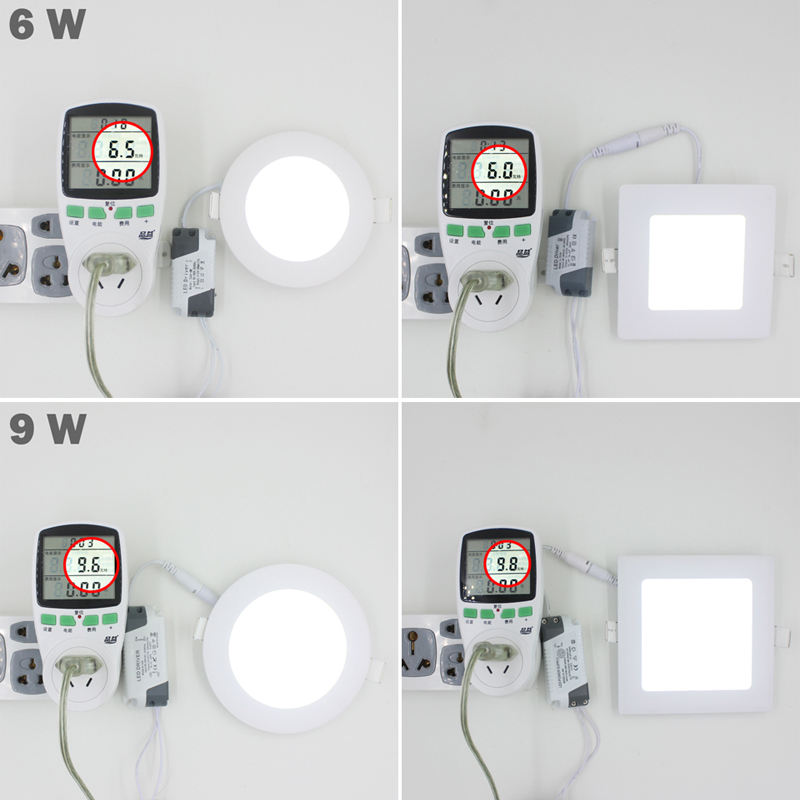 Ultradünnes LED-Panel-Downlight, echtes Vollwatt, 3 W, 4 W, 6 W, 9 W, 12 W, 15 W, 18 W, 24 W, runde/quadratische LED-Deckeneinbauleuchte