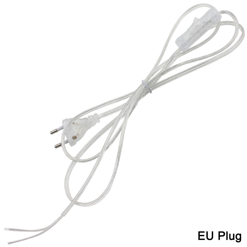 0,75 mm 2-Leiter-Kabel 1,8 m Ein-Aus-Netzkabel für LED-Lampe mit Knopfschalter EU/US-Stecker Lichtschaltende transparente Drahtverlängerung