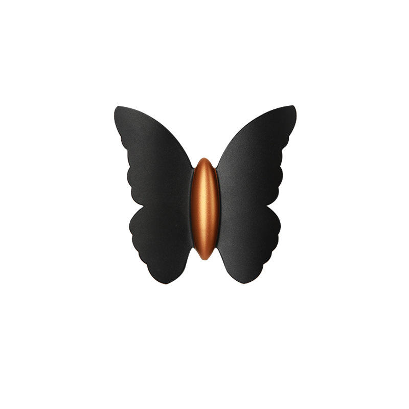 6W Wandleuchte in Schmetterlingsform, Schwarz + Gold, nach oben und unten leuchtende Außenleuchte, für Hof, Garten, Wohnzimmer, Gang, Treppe, Hintergrund, wasserdichte LED-Wandleuchte