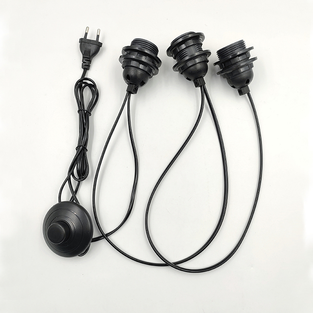 E27 Vollzahn-Lampenfassung, Himalaya-Drahtstecker, Salzlampenfassung, 317-Schalter, EU/US-Stecker, drei Lampenfassungen