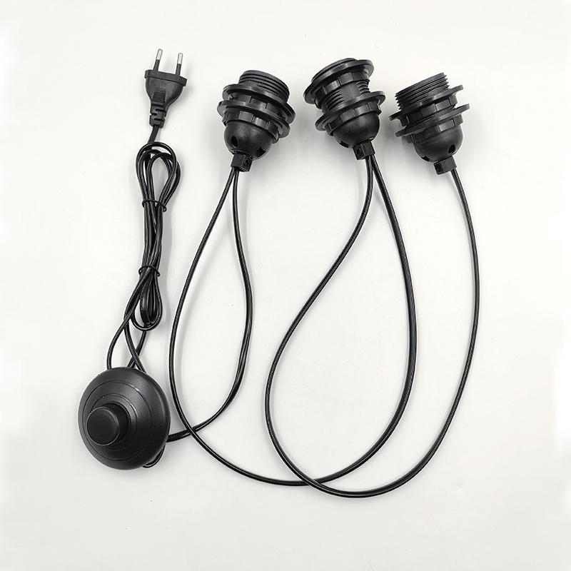E27 Vollzahn-Lampenfassung, Himalaya-Drahtstecker, Salzlampenfassung, 317-Schalter, EU/US-Stecker, drei Lampenfassungen