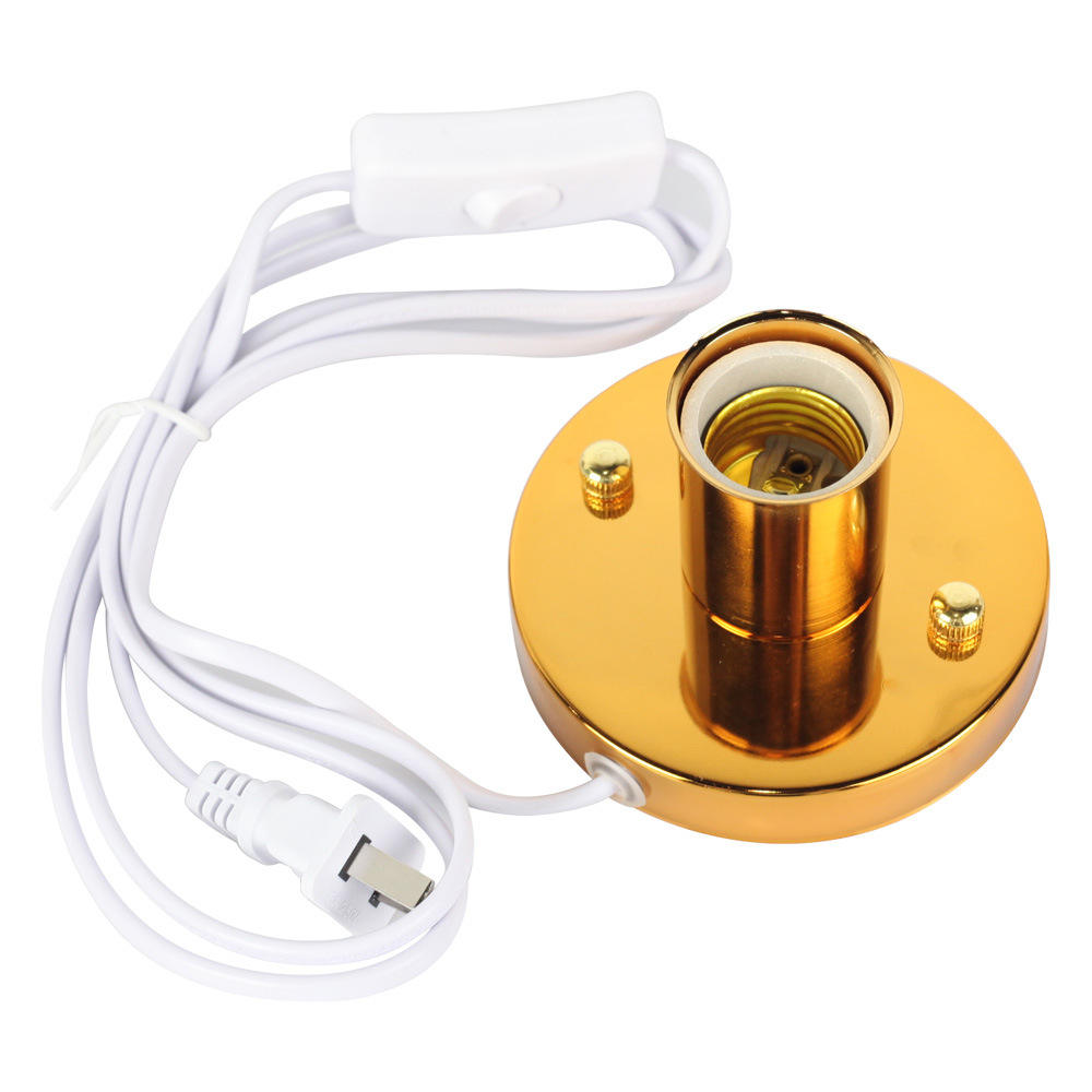 Tischlampensockel aus poliertem Metall, Keramiksockelhalter, 1,8 m langes Kabel, Ein-/Ausschalter, Stecker, E26/E27-Schraubsockel, ideal für Kompaktleuchtstofflampen
