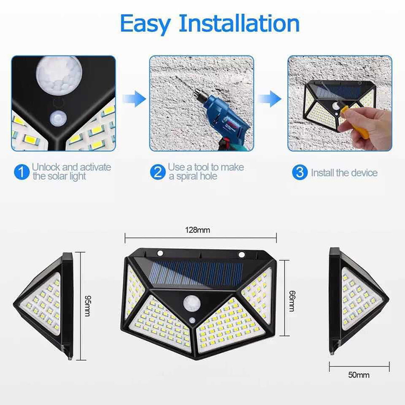 100 LED ip65 Solar Licht Outdoor Solar Lampe PIR Motion Sensor Wand Licht Wasserdichte Solar Powered Sonnenlicht Für Garten Dekoration