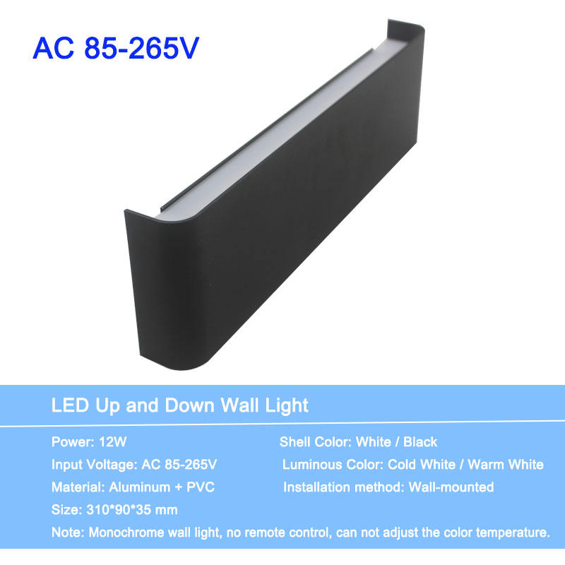 6W 12W 14W Rechteckige LED-Wandbeleuchtung, Schwarz-Weiß-Shell-LED-Wandleuchte, Innen-LED-Lichtleisten für den Innenbereich