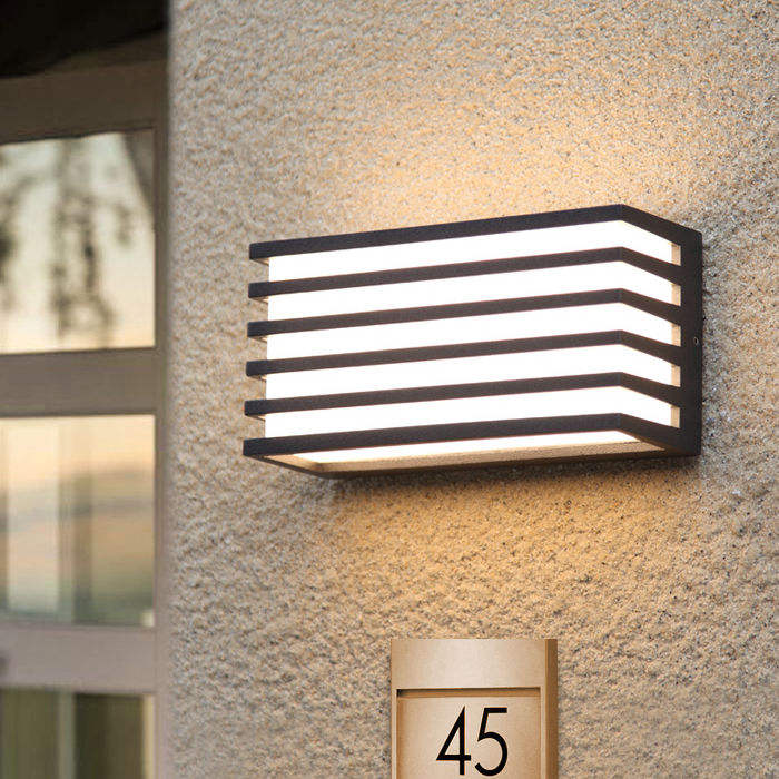 Neue wasserdichte moderne LED-Wandlampen für den Außenbereich, lange Acryl-Wohnzimmer-Schlafzimmer-Gang-Veranda-Schwarz-Innenbeleuchtung