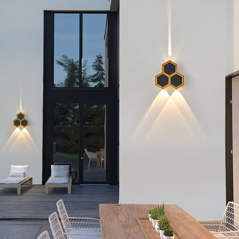 2W 3W 5W 6W 7W 8W Wandlampen Led Honeycomb Gold und Schwarz Leuchten nach oben und unten LED-Lampe Beleuchtungsstil Moderne Bürolampe