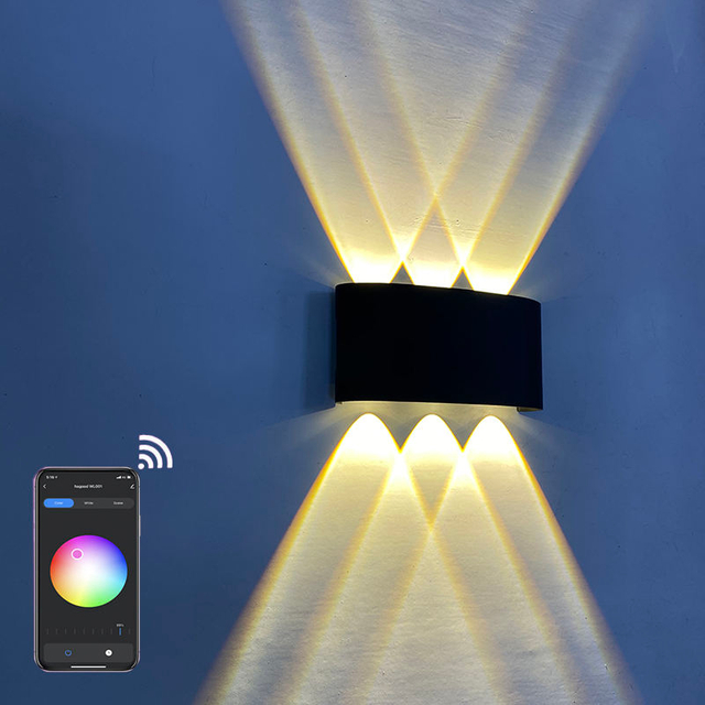 RGBW APP-Steuerung Smart Light Bogenförmige Outdoor-wasserdichte Auf- und Ab-LED-Smart-Wandleuchte Aluminium Moderne Wandleuchte Beleuchtung Wandleuchte