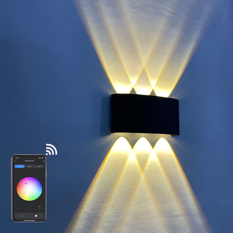 RGBW APP-Steuerung Smart Light Bogenförmige Outdoor-wasserdichte Auf- und Ab-LED-Smart-Wandleuchte Aluminium Moderne Wandleuchte Beleuchtung Wandleuchte