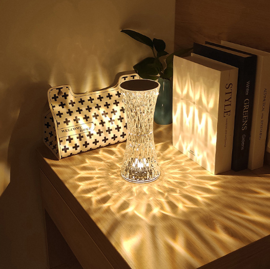 Rose Crystal Acryl wiederaufladbare Nachtlicht Tischlampe Tiktok Touch Control Farbwechsel Schreibtischlampe