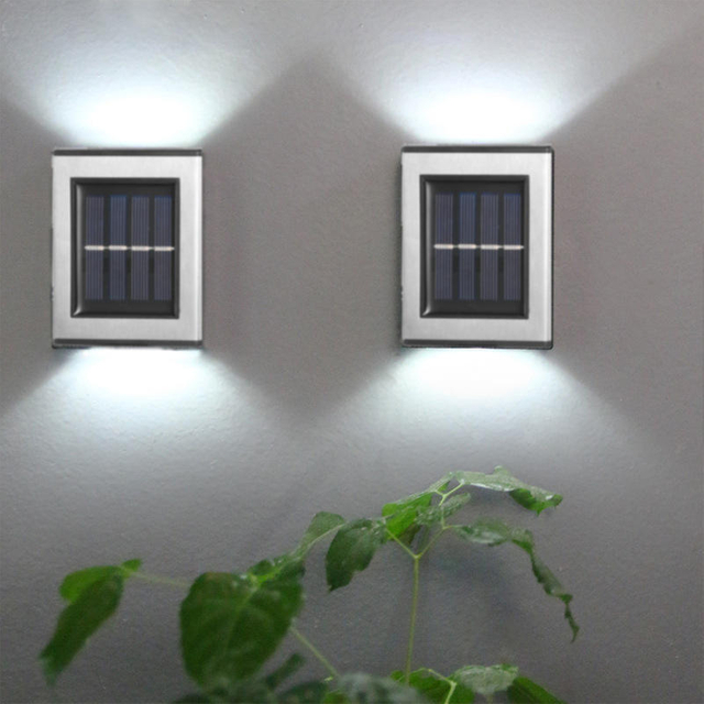 2LED Solarlampe IP65 wasserdichte Außenlampe Innenhof Wandlampe für Gartenvilla Dekoration
