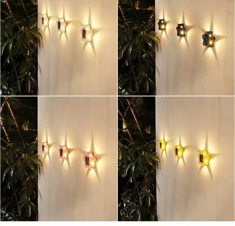 Solar-Wandleuchte für den Außenbereich, wasserdicht, für Haushalt, Garten, Terrasse, Balkon, Atmosphäre, Dekoration, Pflaumenblüten-Nachtlicht