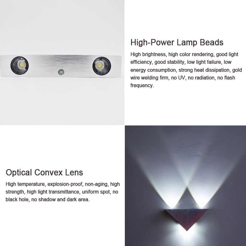3W9W Moderne dreieckige LED-Wandleuchte für den Innenbereich aus Aluminium für die Inneneinrichtung