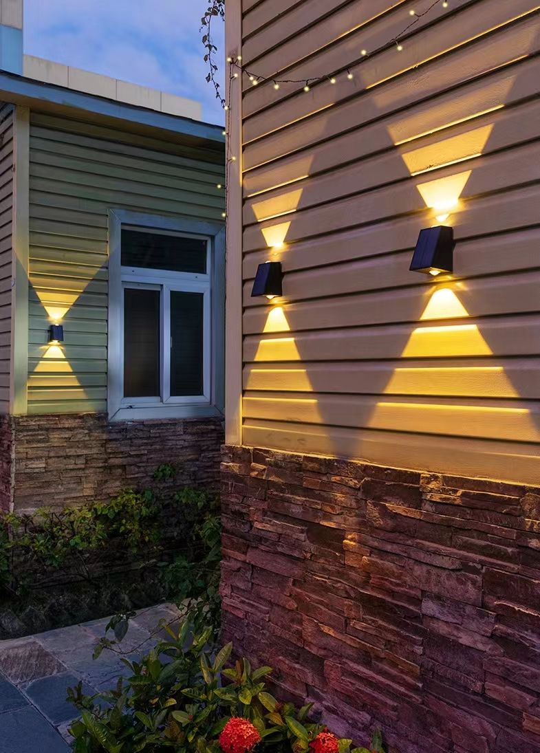 Solar-Wandfluter, für den Außenbereich, Garten, Zuhause, Wandleuchte, wasserdichte Auf- und Ab-Beleuchtung, Villa, dekorative Garten-Wandleuchte