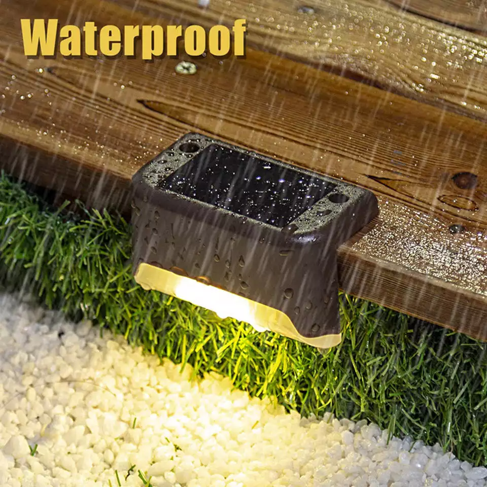 Solar-Stufenlampe, LED-Solar-Außenleuchte, LED-Wandfliesenleuchte, moderne, wasserdichte, ausgefallene Fußlampe für den Außenbereich, Einbau-LED-Stufenlichter, Treppenlicht