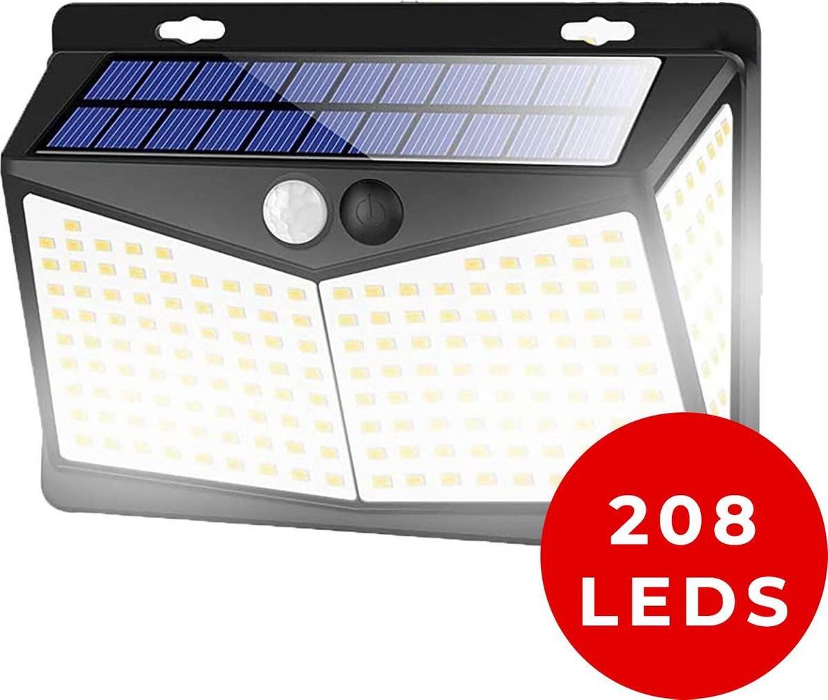 Solar-Außenleuchte mit Bewegungssensor, Solar-Wandleuchte, 208 LEDs, wasserdichte Gartenbeleuchtung mit Sensor für den Außenbereich