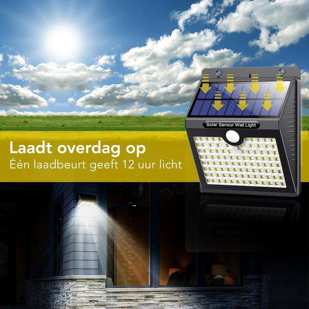 Solar-Außenlampe mit Bewegungsmelder – 97 LEDs – weißes Licht – Solar-Gartenbeleuchtung – IP65 wasserdicht – für Garten-/Wandlampe