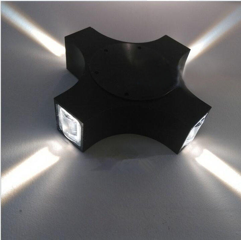 Neue LED-Außenwandleuchte, 12 W, Kreuzstern, 4 Seiten, Beleuchtung, wasserdicht, IP65, für Gartendekoration