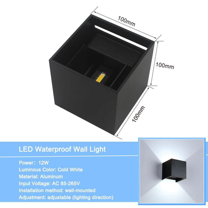 Dimmbare, wasserdichte IP65-Lesewandleuchten, quadratische Würfel-LED-Wandleuchte, nach oben und unten, Factory Outlet, Decora, Sicherheit, angemessener Preis