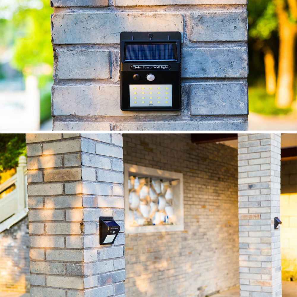 LED-Solarstromleuchte, 20 LEDs, Wandleuchte, PIR-Bewegungsmelder, für den Außenbereich, wasserdicht, Solar 