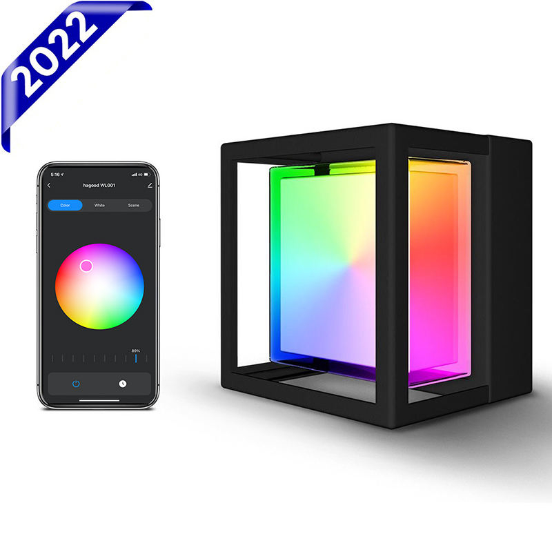 Intelligente IP65-Außenleuchte, wasserdicht, APP-gesteuerte Kunststoff-Garten-wasserdichte Lampe, moderne LED-Wandleuchte, Wandmontage