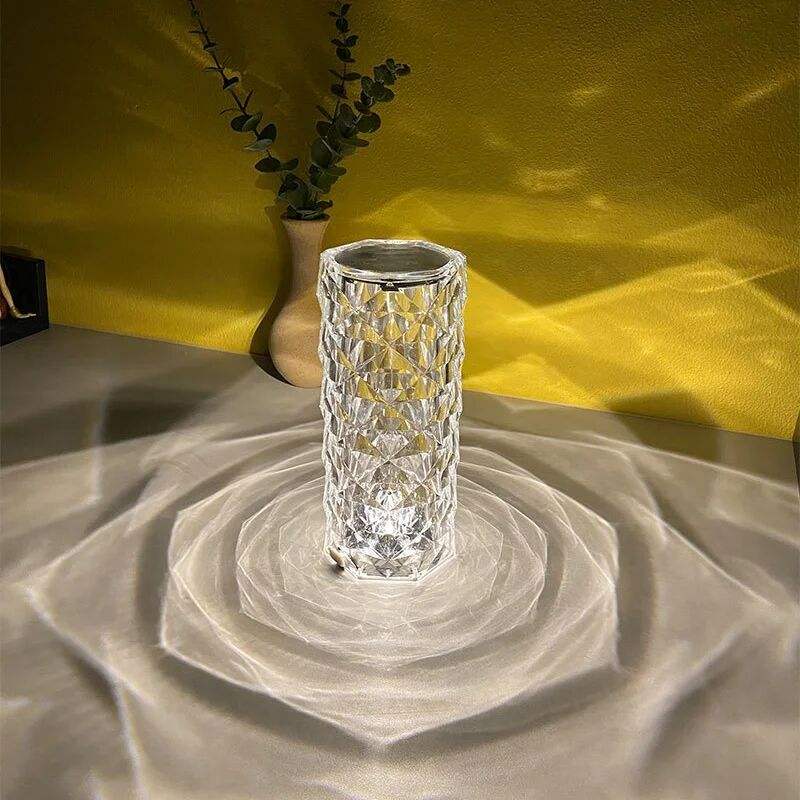 Amazon Luxuriöse, moderne, transparente LED-Nachttischlampe aus Kristall mit Touch-Steuerung, aus Acryl, wiederaufladbar, romantisches Abendessenlicht
