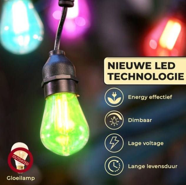Intelligente Gartenbeleuchtung 15 m RGB-Gartenatmosphäre Beleuchtungskabel Smartphone-Steuerung E27-Stecker Hersteller Direktvertrieb