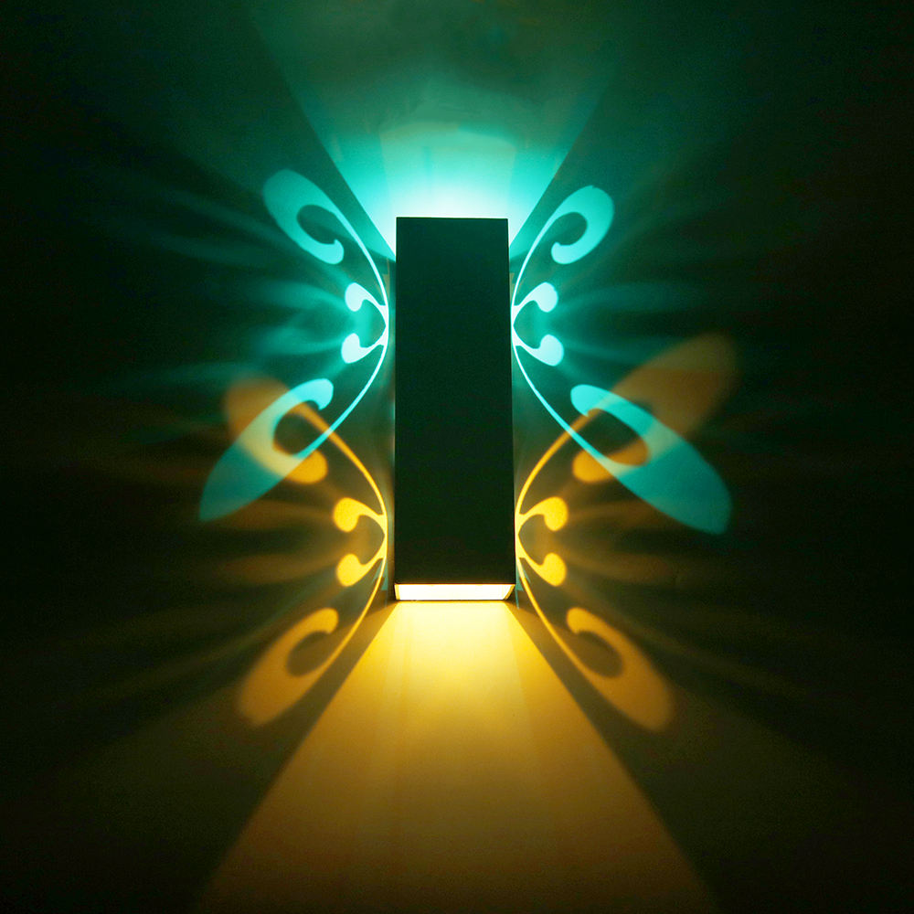2W 6W Doppel-Schmetterlingslampe Innendekoration Wandlampe Einzigartige kleine Nachtlampe für Hotel-Wohnzimmerdekoration