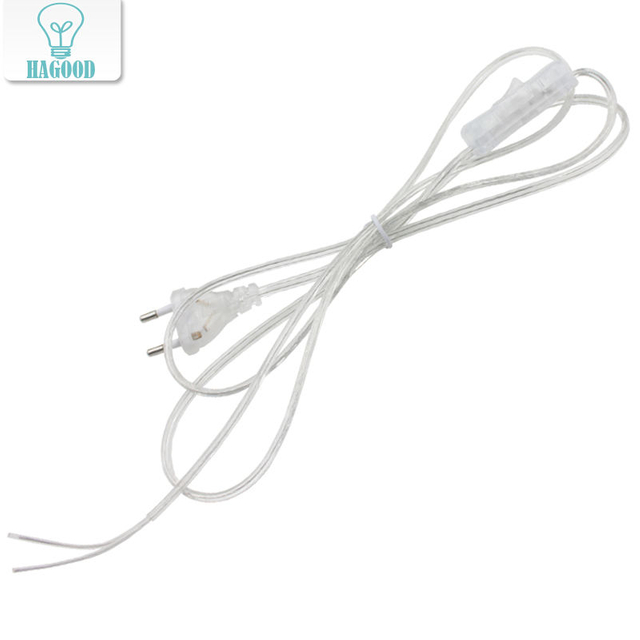 0,75 mm 2-Leiter-Kabel 1,8 m Ein-Aus-Netzkabel für LED-Lampe mit Knopfschalter EU/US-Stecker Lichtschaltung Transparent