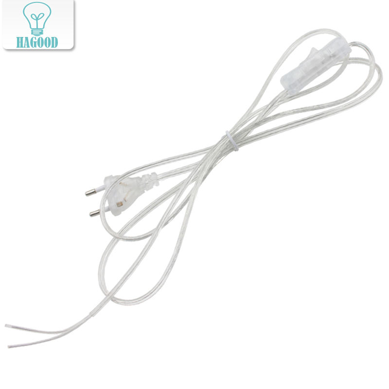 0,75 mm 2-Leiter-Kabel 1,8 m Ein-Aus-Netzkabel für LED-Lampe mit Knopfschalter EU/US-Stecker Lichtschaltung Transparent