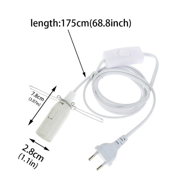 1,8 m Netzkabel E14 E27 Lampensockel EU-Stecker mit Schalterdraht für hängende LED-Glühbirne E14 Hanglamp Suspension Socket Holder