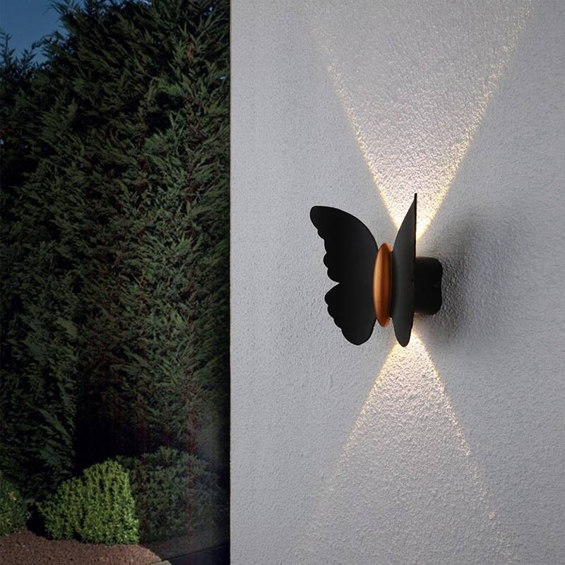 6W schöne schmetterlingsförmige Außenwandleuchte IP65 wasserdichte Wandleuchte für Gartendekoration Ganghalterungsleuchte