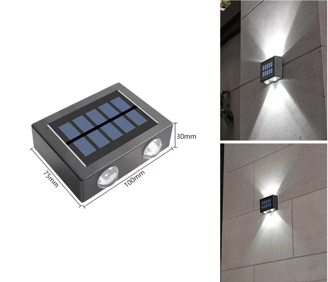 4LED nach oben und unten Solar Wandleuchte Außendekoration Garten Hof Haus Wandleuchte wasserdichte Solarleuchte Garten
