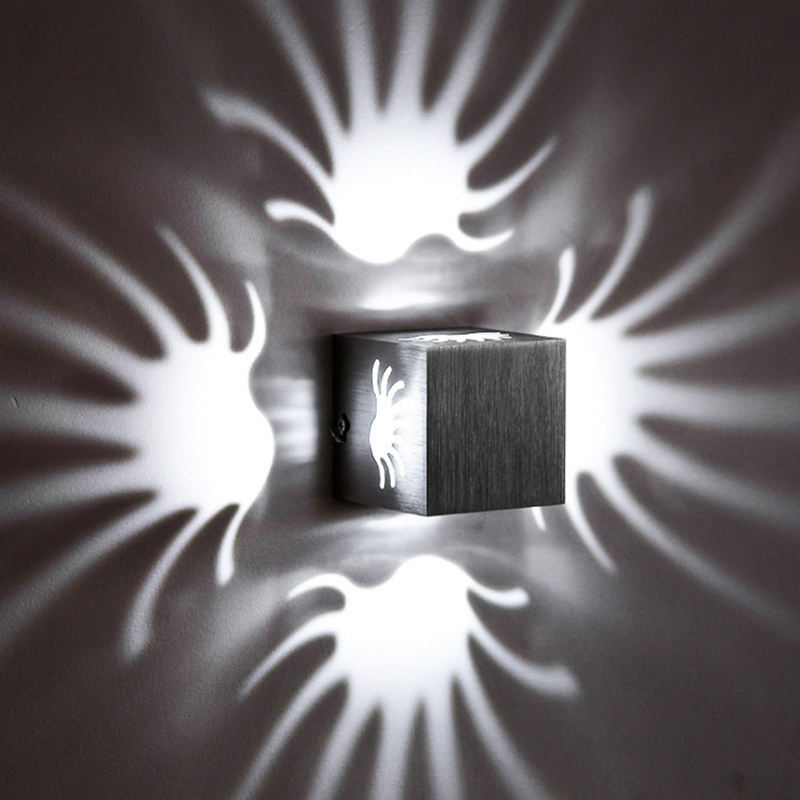 Ausgefallene 3-W-Aluminium-RGB-Wandleuchte für Kunstgalerie-Dekoration, vordere Balkonlampe, Veranda-Licht