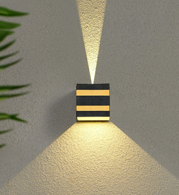 Außenlampen 10W LED-Wandleuchte IP65 Schwarz Dekorative Veranda Garten Haus Wasserdichte Glühbirnen Modernes Aluminiumbacken