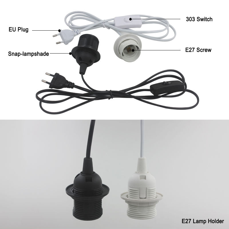 1,8 m lange Leitungslänge, E27-LED-Lampenfassung, a250 V, 4 A, 303 Ein/Aus-Lampenfassung, Adapter, Konverter für LED-Lichtaufhängung, Fassungsfassung